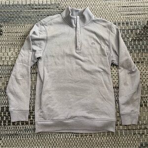 Travis Mathew Quarter Zip Golf Pullover Sweatshirt, Light Gray, Size Medium